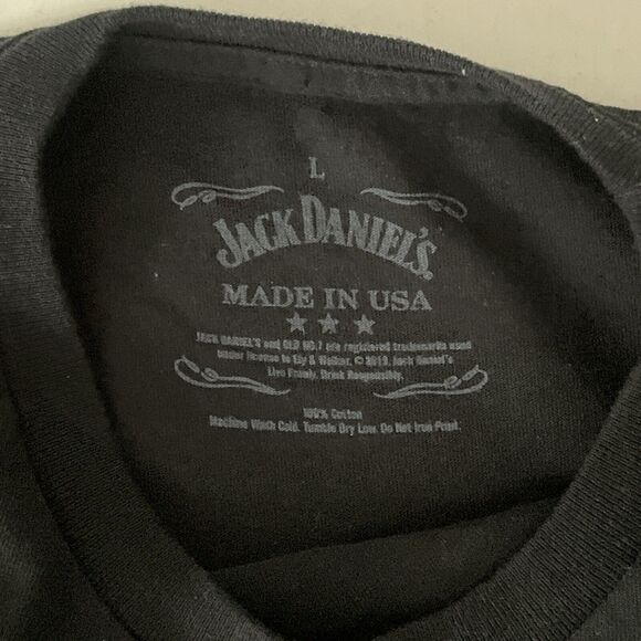 Genuine Jack Daniel’s Black T-shirt Proudly Crafted in America Logo Flag L - Picture 6 of 9